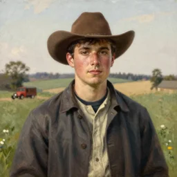 Potrait of a Young Farmer in Pennsylvania, 1880, art by WInslow Homer and Thomas Eakins