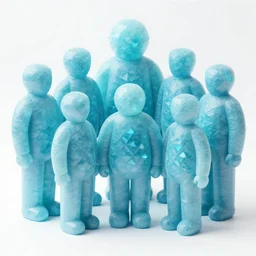 an eternal self portrait by the artist kelbv, in distinct hyper detailed style with cuboids neatly curving around the group, and inflated bodies filled with light blue and turquoise crystal tetrahedra, perfect bright studio lighting against a backdrop of a still from the movie : dont breathe underwater.