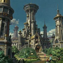 monumental beautiful city of naboo steampunk architecture with art nouveau arboretum at night, megascan concrete texture building, cinematic composition, Jaime Jasso, Craig Mullins, wide angle, in the style of hayao miyazaki + brian froud + kim jung gi, studio ghibli, beautiful high detail enhanced 8k render