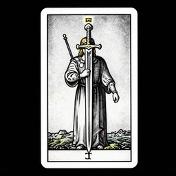 portrait of black and psychedelic grainshading tarot card print of the swords by moebius, wayne barlowe, cyberpunk comic cover art, very intricate, thick outline, devianart