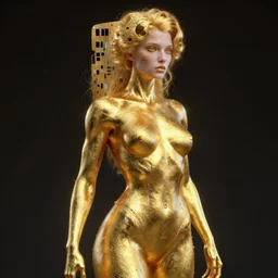 female golden venom, naturel, hyper detailed, digital art, trending in artstation, cinematic lighting, studio quality, smooth render, unreal engine 5 rendered, octane rendered, art style by klimt and nixeu and ian sprigger and wlop and krenz cushart