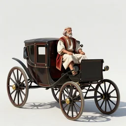 wide shot of a 60 year old man in Biblical outfit riding the carriage of an ancient chariot made of fire pulled by fiery horses. nightime. cinematic lighting, epic. Directed by Zack Snyder