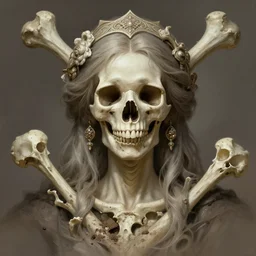 stunning christian goddess of skull portrait, skull, cross, bones, dirt, fantasy, intricate, elegant, highly detailed, digital painting, artstation, concept art, smooth, sharp focus, illustration, art by afshar petros and krenz cushart and artem demura