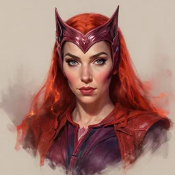 portrait of the red inferno scarlet witch, by alena aenami, by ross tran, digital art painting