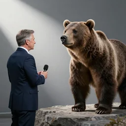 wolf blitzer interviewing a grizzly bear