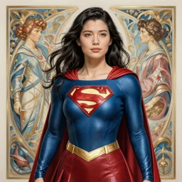 full figure ultra realistic illustration, ken jeong as supergirl, intricate, elegant, highly detailed, digital painting, artstation, concept art, smooth, sharp focus, illustration, art by artgerm and greg rutkowski and alphonse mucha