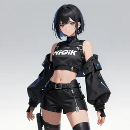 Anime girl in Acronym techwear outfit, high detail concept art,