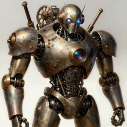 beautiful image of caster from fate / stay night inside of an old steampunk robot, high details, high resolution, noise filtered, artstation, 4 k, highly detailed, high quality, by shigenori soejima, by frank frazetta, by thomas kinkade, by ilya kuvshinov, digital painting masterpiece, beautiful brush strokes