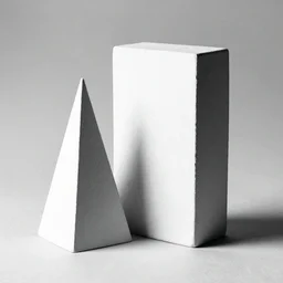 black and white geometric shape realistic shading