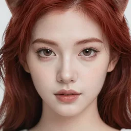 highly detailed closeup portrait of beautiful cat woman with red hair, very detailed, realistic, card, by Stanley Artgerm Lau, greg rutkowski, thomas kindkade, alphonse mucha, loish, norman rockwell J.