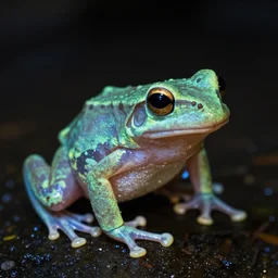 a photo of a luminescent frog