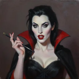 a modern painting of an actress turned vampire, in the style of tim bradstreet, sharp focus, realism
