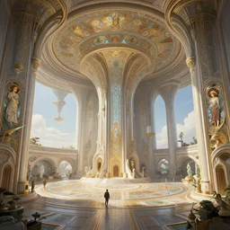 a spacious building for metaverse, fibonacci, intricate, highly detailed, digital painting, artstation, concept art, smooth, sharp focus, illustration, unreal engine 5, 8 k, art by artgerm and greg rutkowski and alphonse mucha..