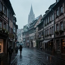the town strasbourg in the future 2 2 0 0, darkcity, raining, 8 k