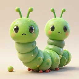symmetrical intricate murky clay cute friendly green caterpillar worm character, in the style of craola, glossy, subsufrace scattering, highly detailed, digital painting, trending artstation, concept art, illustration, cinematic lighting, hairs, photorealism, epic, octane render