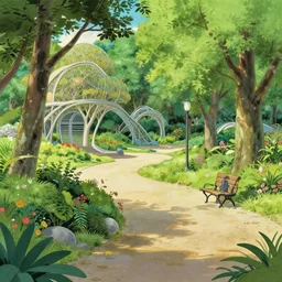 a modern park, natural lighting, playful color scheme, intricate details, matte painting, illustration, by hayao miyazaki