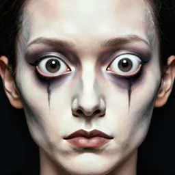 a highly detailed expressionist and abstract portrait of a maniac with crazy eyes and big mouth, rene magritte, artgerm, concept art, sharp angles, robot, octane render, 8 k, unreal engine