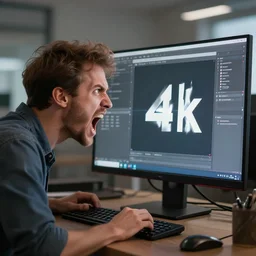 an enraged architect yells at his computer monitor, 4 k, digital art, high resolution, trending on artstation