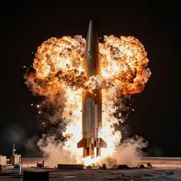 photorealistic image of a nuclear warhead exploding on the moon