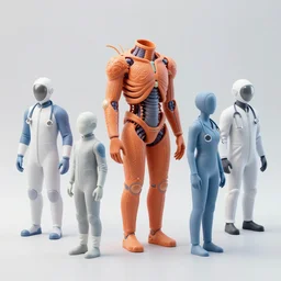 medical, diverse medical cybersuits, from the side, macro, biological, clean, wide wide angle, vivid, elaborate, highly detailed, beautiful lighting