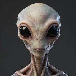 humanoid alien with large black eyes and a very long forehead. high quality photorealistic octane render 4 k raytraced, hyperrealism