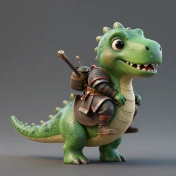 a portrait of a warrior riding in a saddle on the back of a tiny green dinosaur, adorable and whimsical, fantasy, adorable, unreal engine, octane render, sharp focus, high contrast, matte painting, art by mike winkelmann