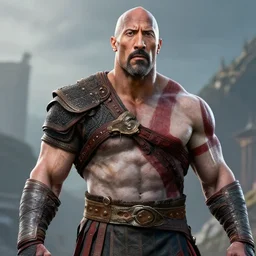 Dwayne Johnson as Kratos 4K quality super realistic