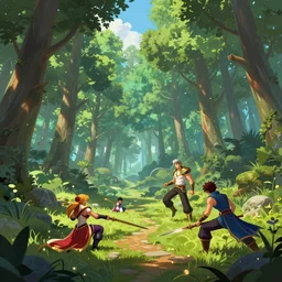 forest clearing landscape, bright colors, fantasy, elegant, highly detailed, digital painting, artstation, concept art, smooth, sharp focus, illustration, wide angle, artbook, wallpaper, splash art, promo art, soul calibur, league of legends, art by artgerm and greg rutkowski and bo chen and jin xiaodi
