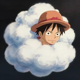 Luffy turning into a cloud. his new power GEAR 5, close up shot, studio Ghibli, Pixar and Disney animation, sharp, Rendered Unreal Engine 5, film key art, Greg Rutkowski, Bloom, dramatic lighting