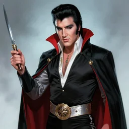 elvis presley as a vampire lord. bard. d & d art. fantasy art. - h 7 0 4