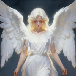 high quality high detail painting by ilya repin depicting goku as a beautiful angel, glow