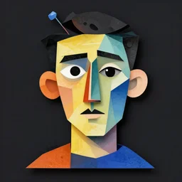 cubist portrait of paul durov cutout digital illustration cartoon colorful beeple vector art