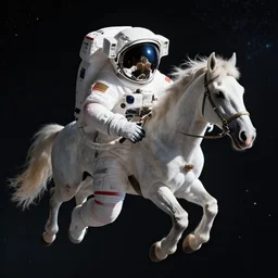 cosmonaut horse floating in outer space, high tech space suit, highly detailed, nasa picture, realistic photograph, 4 k