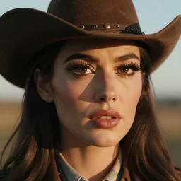 film still of jar jar binks as a female cowgirl, long eyeslashes, big juicy lips, big seductive eyes