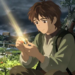 a scene from an anime adaptation of Lord Of The Rings, Frodo putting on the One Ring, illustrated by Makoto Shinkai