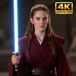 young carrie fisher as a jedi in star wars, 8k resolution, full HD, cinematic lighting, award winning, anatomically correct