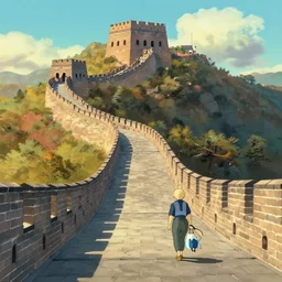 a wholesome animation key shot of a daytime cute empty great wall of china runway, studio ghibli, pixar and disney animation, sharp, rendered in gouache painting, anime gouache key art by greg rutkowski, bloom, dramatic, dynamic lighting