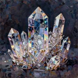 crystals, still life, cyberpunk, intricate oil painting by greg rutkowski, trending on artstation