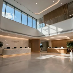 a photograph of the reception area of heaven, wide angle, epic cinematography, beautiful lighting, interior design, corporate photography, 24mm, fujifilm