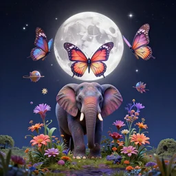 happy full moon! 🌕✨, by anne stokes and kaja foglio, behance contest winner, psychedelic art, dystopian art, apocalypse art, cosmic horror, by esao andrews, steampunk heaven, magic butterfly, an elephant surrounded by flowers, by michael komarck and john howe, blender 3 d, trending on cgsociety, 3 d render, rendered in octane
