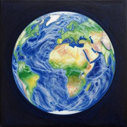 “an intricate drawing of planet earth, colored oil dotwork on canvas by James Jean”