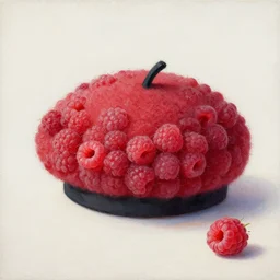 a beautiful painting of a beret made out of a raspberry