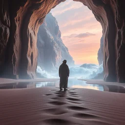 the gates of the utopia dimension with the a arab man and his brother standing, dunes tsunami, artstation, volumetric light, high detail, reflections, perfect, concept art, hdr, 4 k