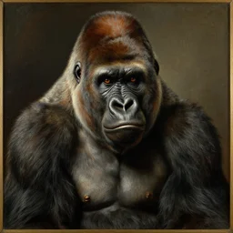 highley detailed potrait of a gorilla, painting by gaston bussiere, craig mullins, j. c. leyendecker, lights, art by ernst haeckel, john william godward, hammershøi,