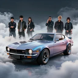 1 9 7 0 s classic torana gtx concept car from cyberpunk 2 0 7 7. art by jesper ejsing, feng zhu, makoto shinkai, lois van baarle, ilya kuvshinov, rossdraws. clouds by rhads. global light 3 d rtx hdr