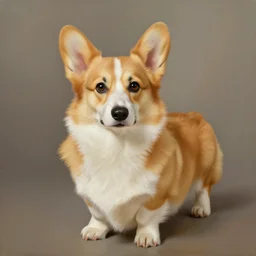 a beautiful paint of a corgi, by john singer sargent and rembrandt