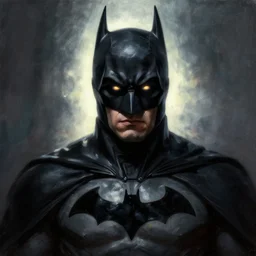 a hyper realistic portrait painting of the batman, glowing eyes, creepy, backlight, horror vibe, real, realistic lighting in the style of greg rutkowski, trending on artstation,