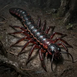 demonic centipede in the style of michael whelan and gustave dore. hyperdetailed photorealism by greg rutkowski, 1 0 8 megapixels, cinematic lighting