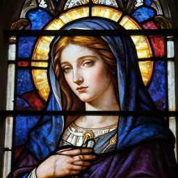 eternal beautiful face young pious woman inscribed on stained glass of gothic church, dynamic lighting, cinematic, establishing shot, extremely high detail, shining, photo realistic, cinematic lighting, intricate line drawings, 8k resolution