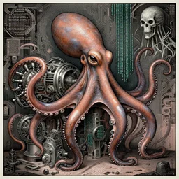 octopus deity by jeffrey smith and wlop and gustave dore, featuring engine, circuitry, code, binary, cryptonomicon, dmt entity, ambient occlusion, 3 d concept render, scientifically accurate, artstation, intricate, beautiful, look at that detail!